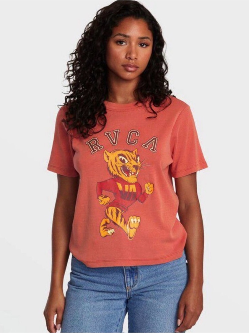 RVCA Women's Burnt Orange Tiger Graphic Tee
